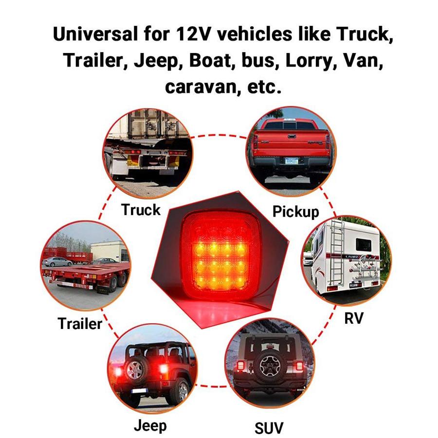 2X Квадратный стоп-сигнал, указатель поворота, задний фонарь, 16-светодиодный габаритный фонарь для Jeep Wrangler JK TJ CJ YJ