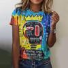 3D Women's Graffiti T-shirt, Casual Crew Neck Short Sleeve, Summer Clothing Fashion Color 2025