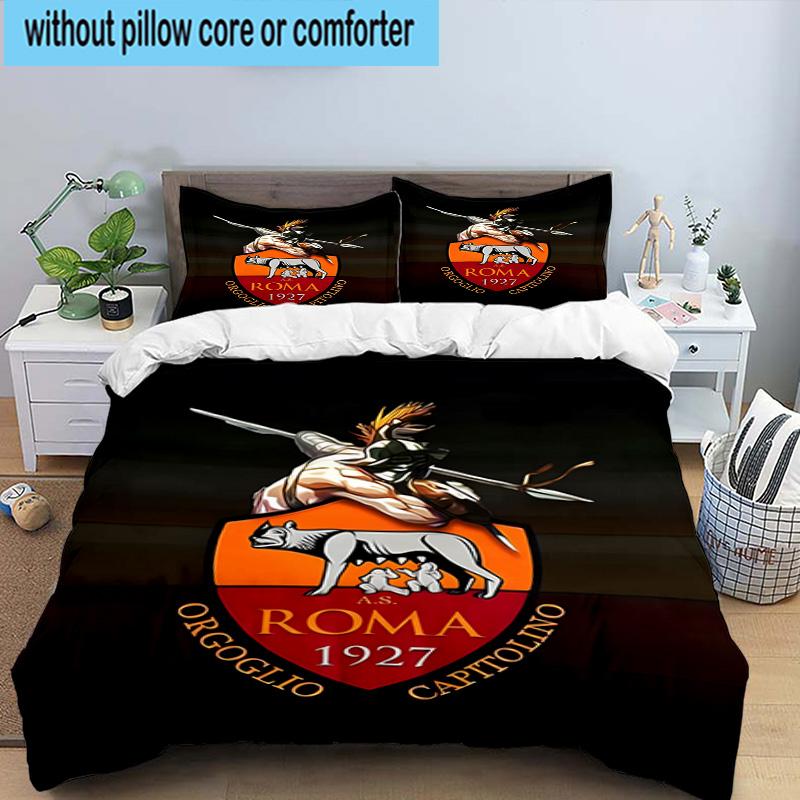 3pcs Rome Wolf Football club Printed Bedding Set Duvet Cover Closure Includes 1 Duvet Cover & 2 Pillowcases Bedding Sets Home Decor Gifts