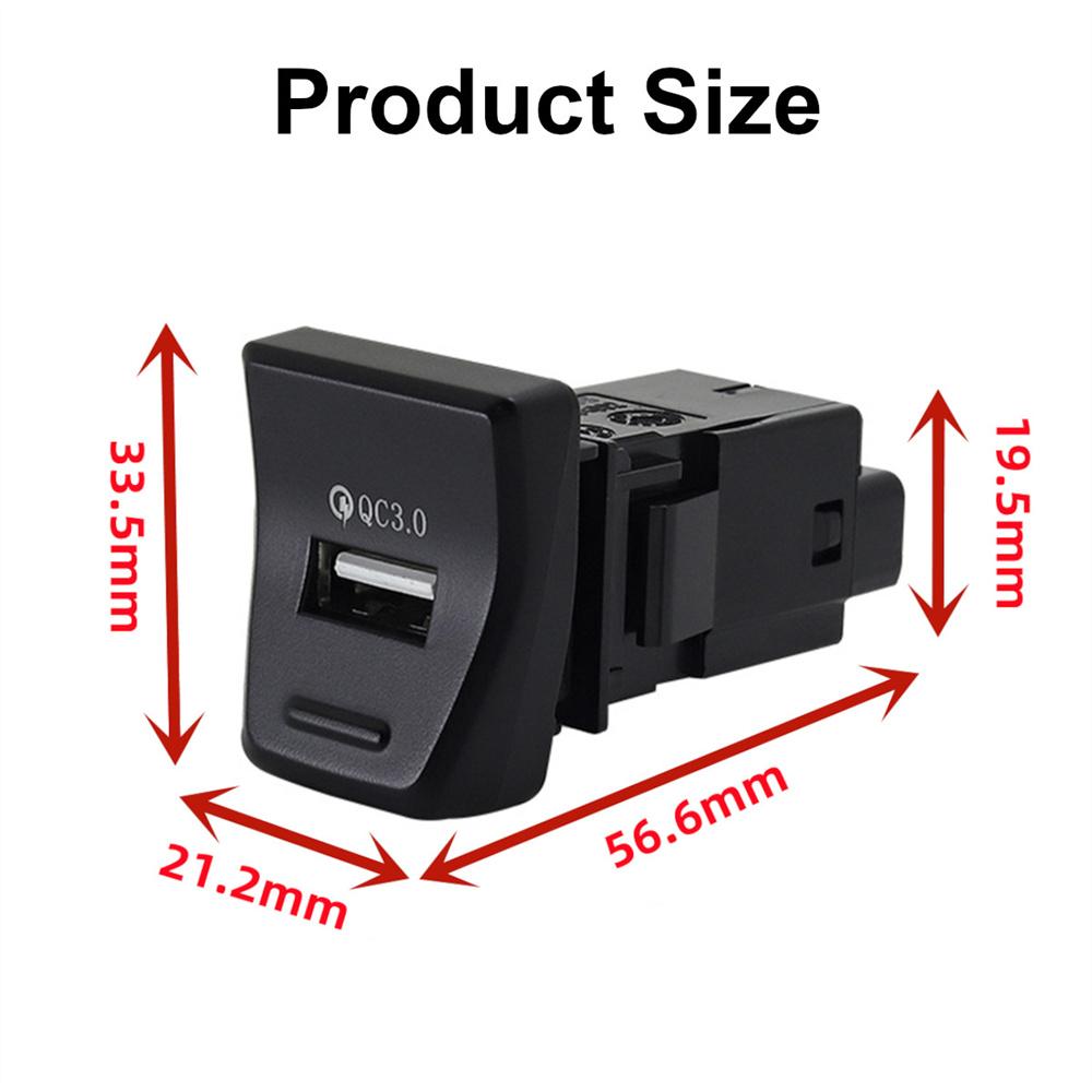 QC3.0 USB Car Charger Central Control Position Fast Charging Socket Fit for Toyota RAV4 2019-2020