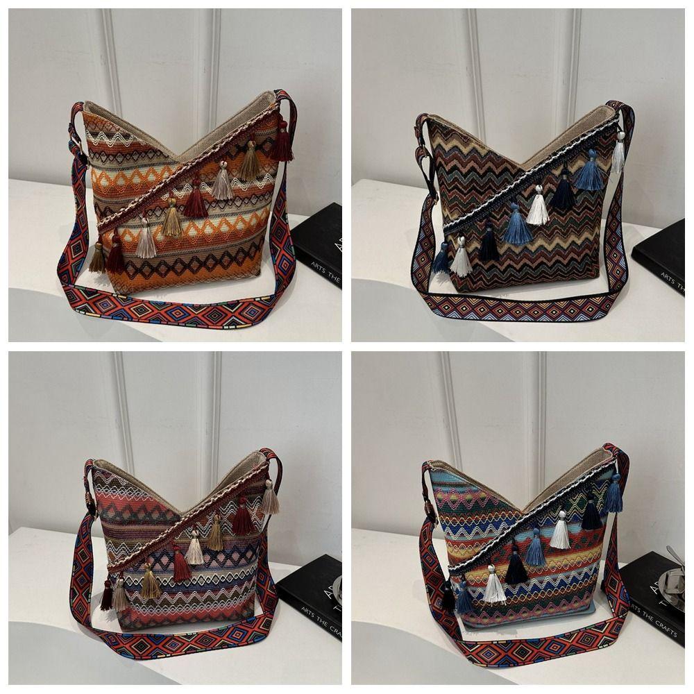 Кисточка Этнический Стиль Сумки через плечо Большая Вместимость Бахрома Сумка на плечо Богемная Сумка-тоут Путешествия