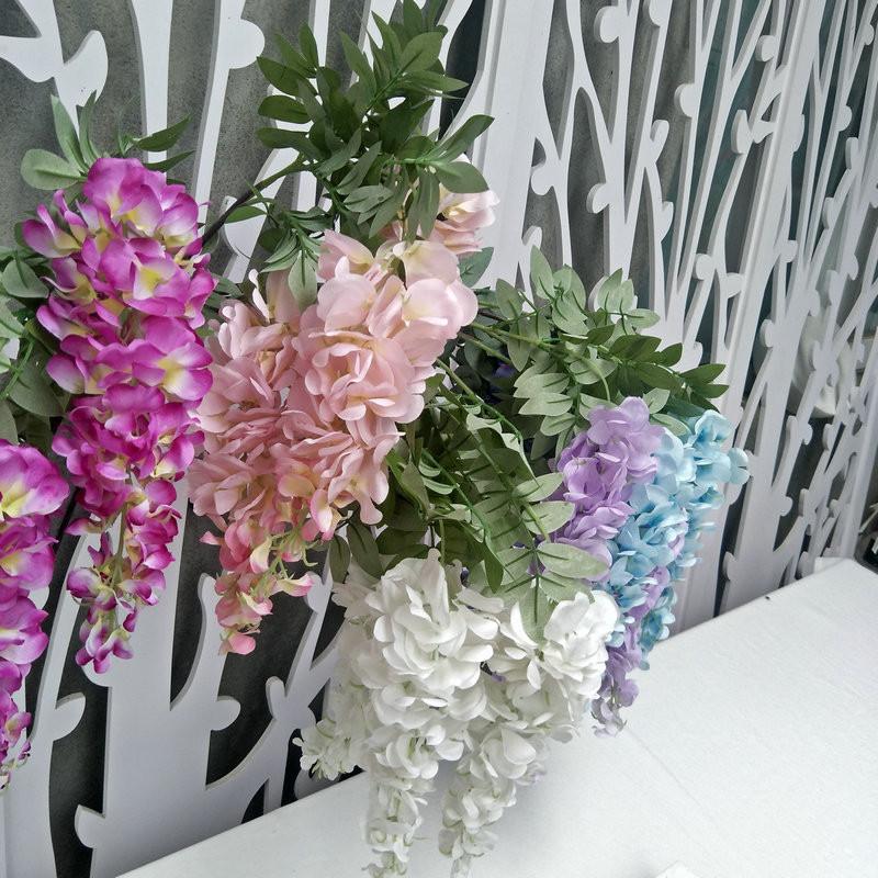 Искусственные глицинии фиолетового цвета для свадебного декора и потолочных композиций для мероприятий