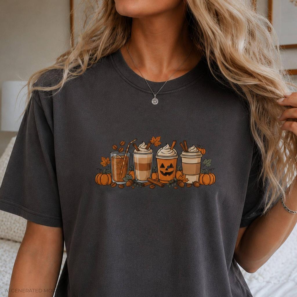 Halloween Coffee and kids tshirt, Pumpkin Spice Coffee Tee, Fall Coffee Lover and kids tshirt, Autumn Latte Graphic Tee, Cozy Fall and kids tshirt