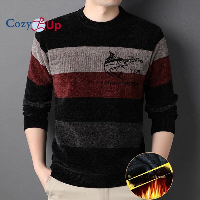 Cozy Up Модные полосатые пуловеры, вязаный свитер, мужская одежда, толстые зимние теплые свитера, мужская одежда, рождественские кофты