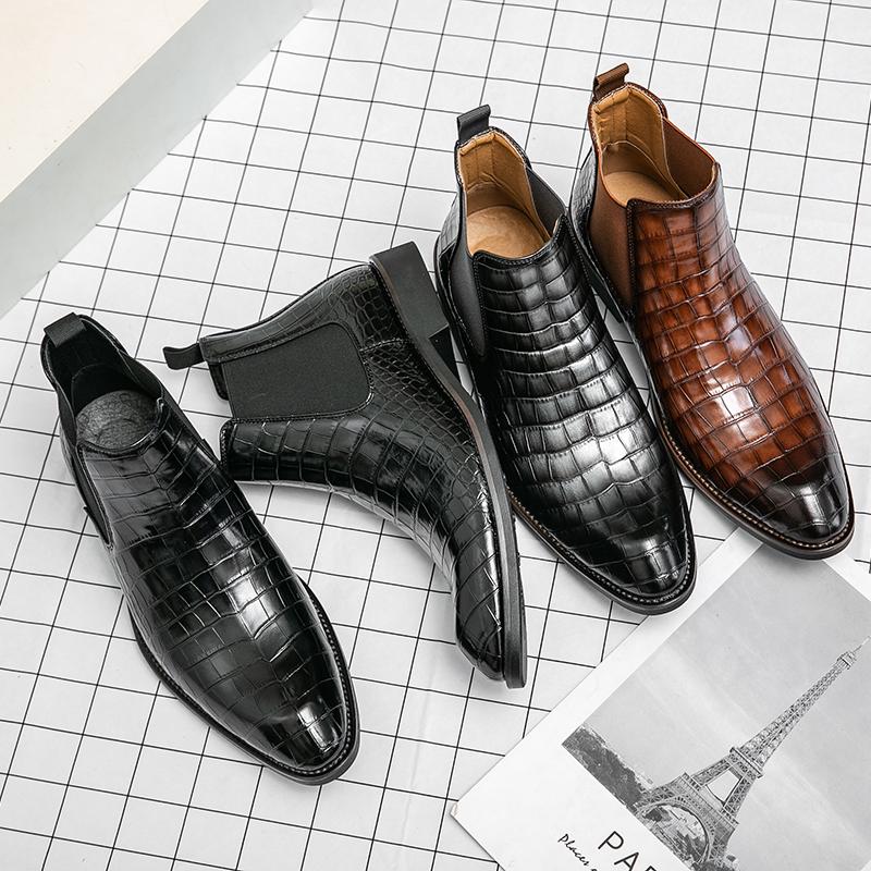 High Top Chelsea Designer Men's Luxury Brand Fashion Ankle Boots Leather Italian Man Shoes for Men Dress Formal Male Boots Model
