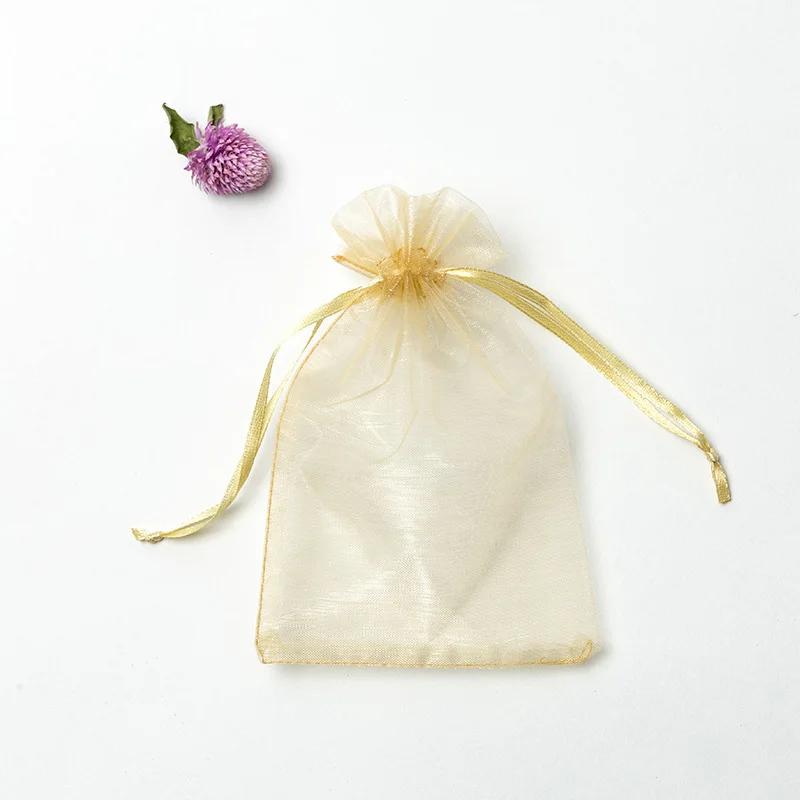 New 50Pcs Organza Bag Jewelry Packaging Gift Candy Wedding Party Goodie Packing Favors Pouches Drawable Bags Present Sweets Pouc