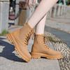 Fashion Shoes for Women 2024 Hot Sale Lace Up Women's Boots Autumn British Style Round Toe Solid Short Barrel Chunky Heels Fashion Boots
