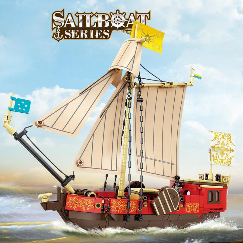 KAZI Парусник, лодка, шхуна, военный корабль, строительные блоки, наборы строительных блоков, сборка корабля «сделай сам», модель куклы, кирпич, детские игрушки, подарки без коробки