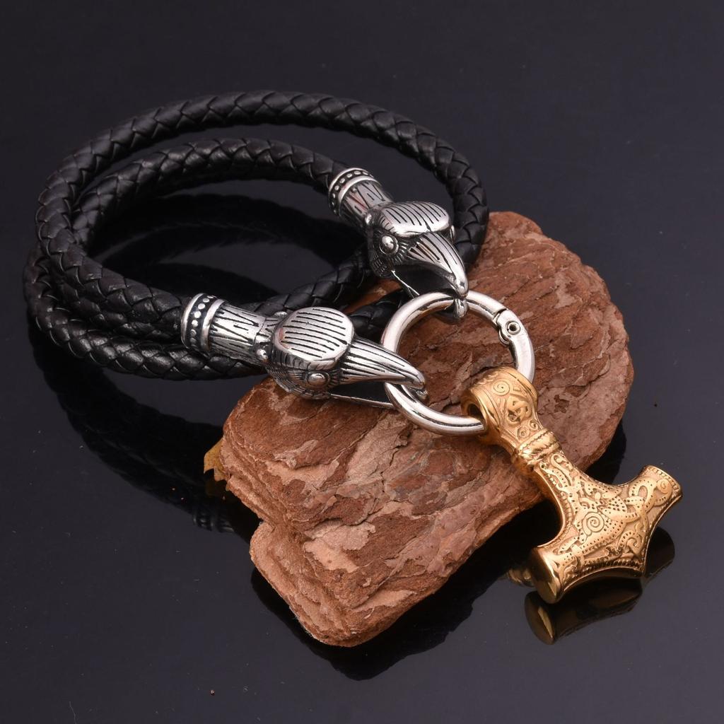 Nordic Viking из нержавеющей стали Odin Raven Thor's Hammer ожерелье мужское ожерелье 