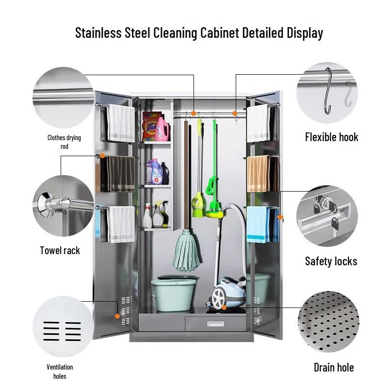 WEZHO Stainless Steel Cleaning Supply Storage Cabinet