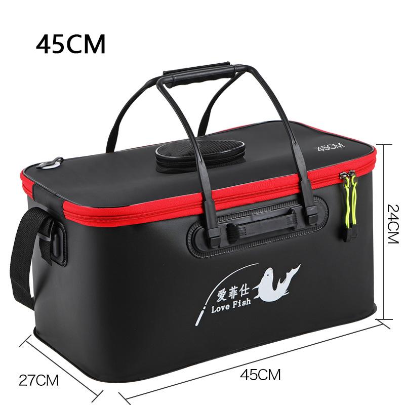 Foldable Wear-resistant Waterproof EVA Fishing Barrel Fishing Box Tools Box Optional Rechargeable Oxygen Pump 30cm/35cm/40cm/45cm/50cm Size Choices