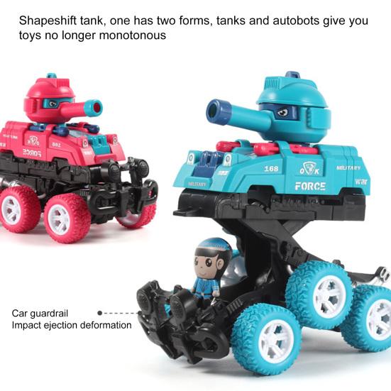 Safe Flexible Joints Functional Eye-catching Deformed Inertial Shooting Tank Toy