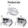 Clear Cover Stainless Steel Serving Pan Buffet Food Presentation Tray Condiment Dispenser for Restaurant Home Use