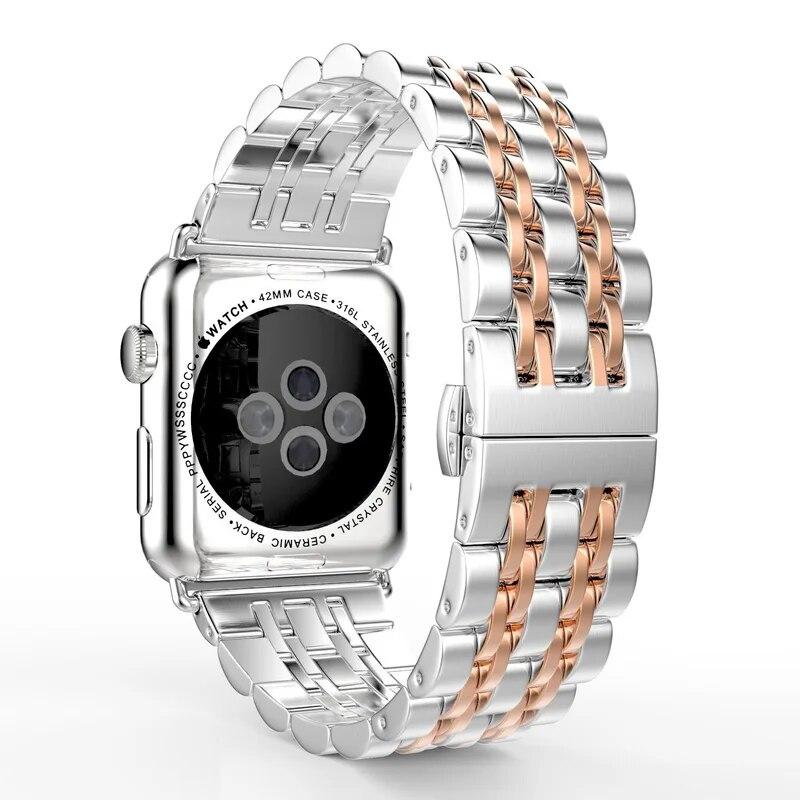 Ремешок из нержавеющей стали для Apple Watch 7, 8, 45 мм, 41 мм, 44 мм, 40 мм, 42 мм, ультра 49 мм, металлический ремешок, браслет подходит для IWatch 6 SE 5 4 3 2
