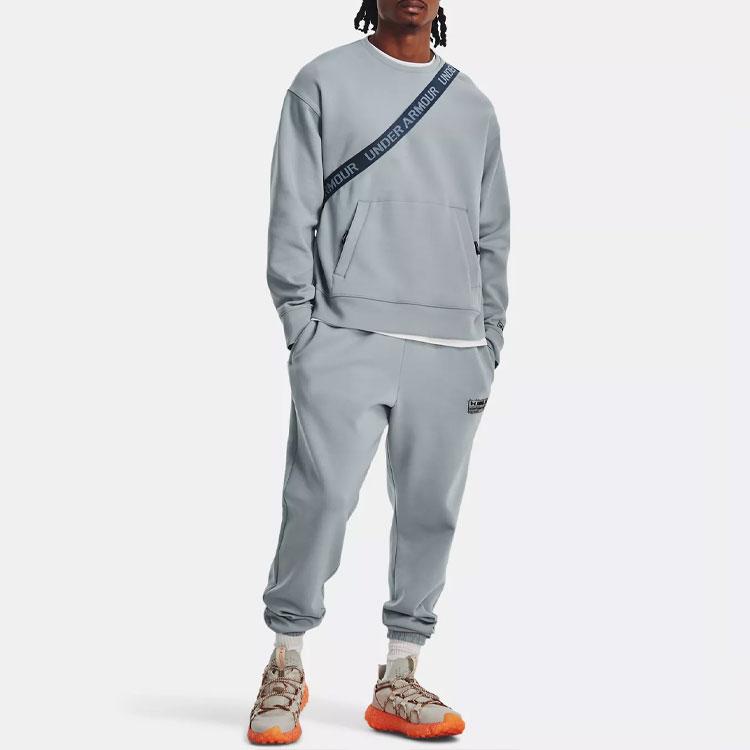 Under Armour Твердая трикотажная повседневная спортивная толстовка с круглым вырезом, мужская толстовка, синяя 1377172-465