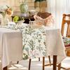 Весенняя льняная скатерть с цветочным принтом, декоративное покрытие для обеденного стола для сезонного домашнего декора