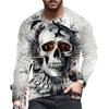 Men's Spring and Autumn Long Sleeve T-shirt Men's Loose Round Neck Hoodie 3D Printed Printed Long Sleeve Top