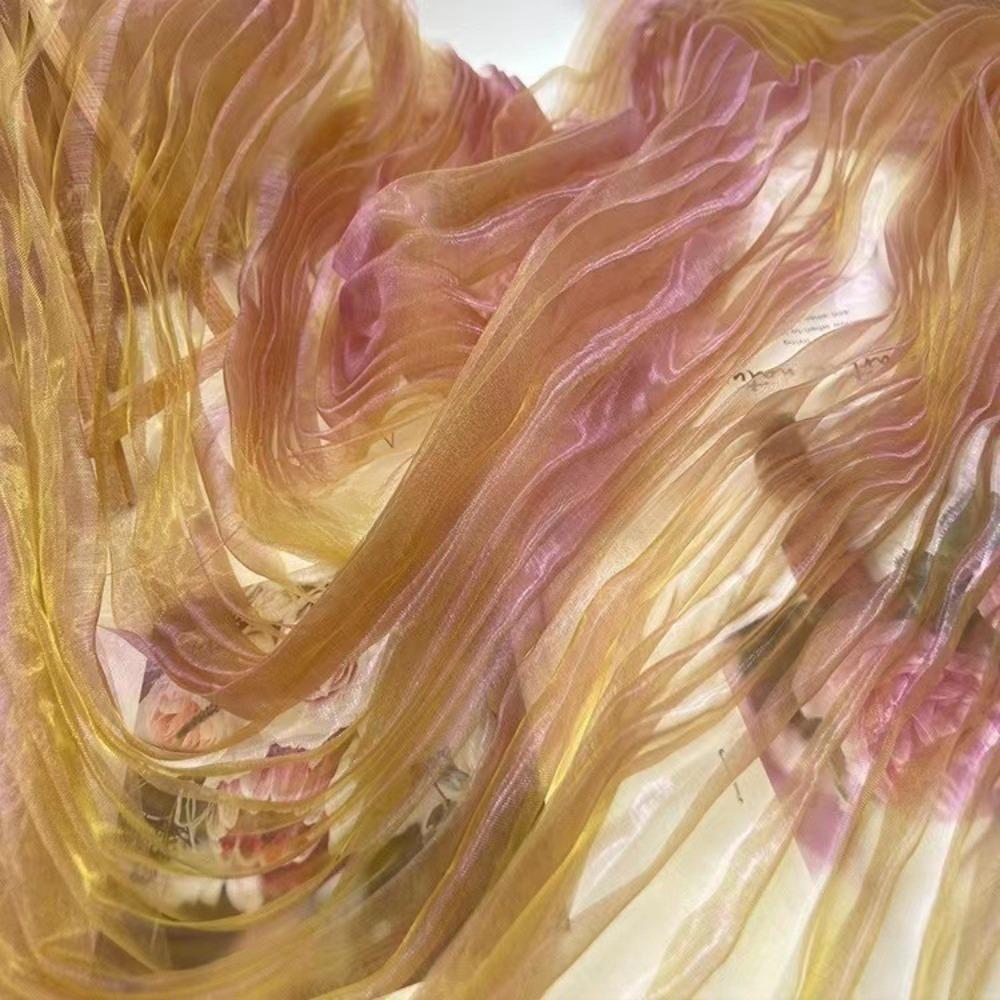 150cm X 1 Yard Organza Pleated Fabric Hardnet Texture Handmade Pleated DIY Clothing Fabric Three-dimensional Decoration