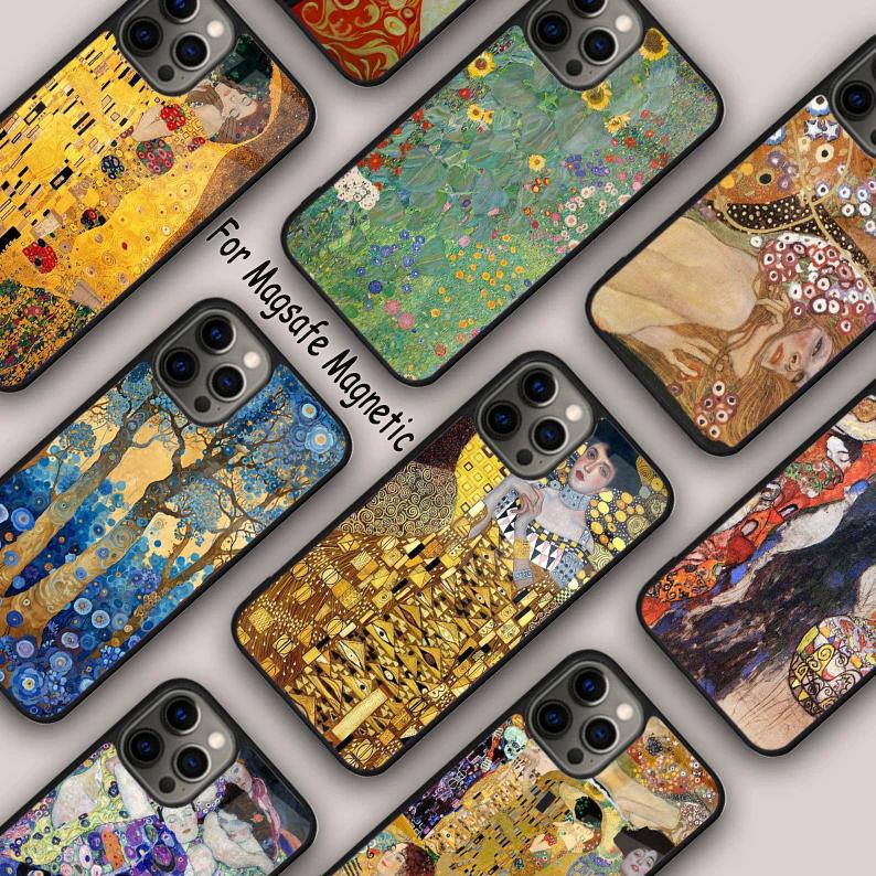 Поцелуй Густава Климта Магнитный чехол для телефона ДЛЯ APPLE iPhone 17 Air 16 14 13 12 Pro Max 15 Plus Беспроводная зарядка С чехлом MagSafe