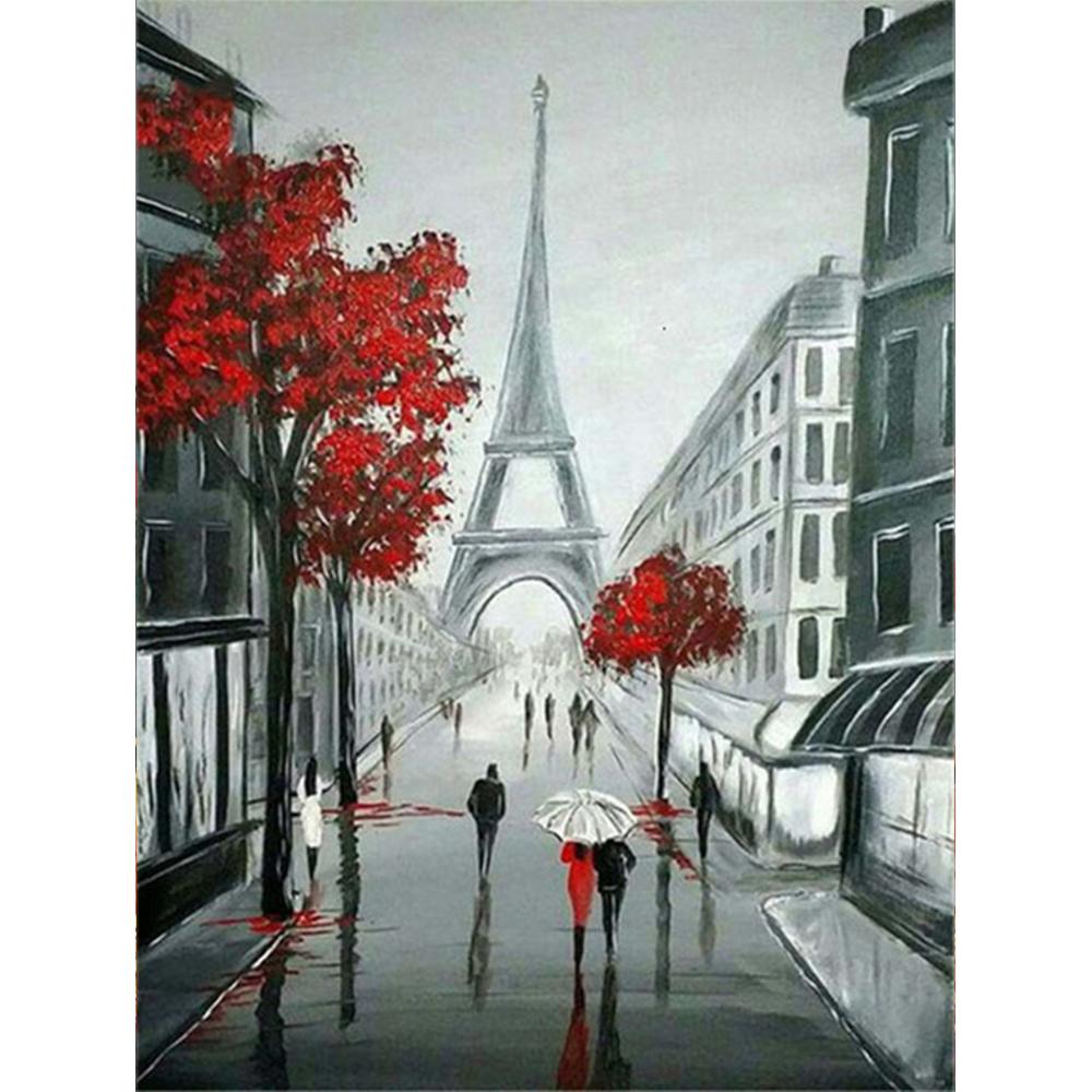 5D Алмазная вышивка с полной дрелью, вышивка крестиком, уличная алмазная живопись, пейзажная мозаика, Эйфелева башня, ремесленный домашний декор