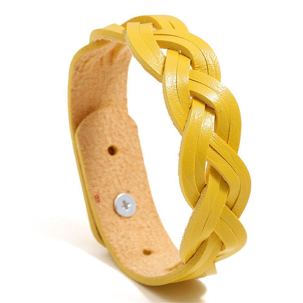 Adjustable Jewelry Student Bangle Leather Bracelet Wristband Braided Twist Punk Snap Bracelet