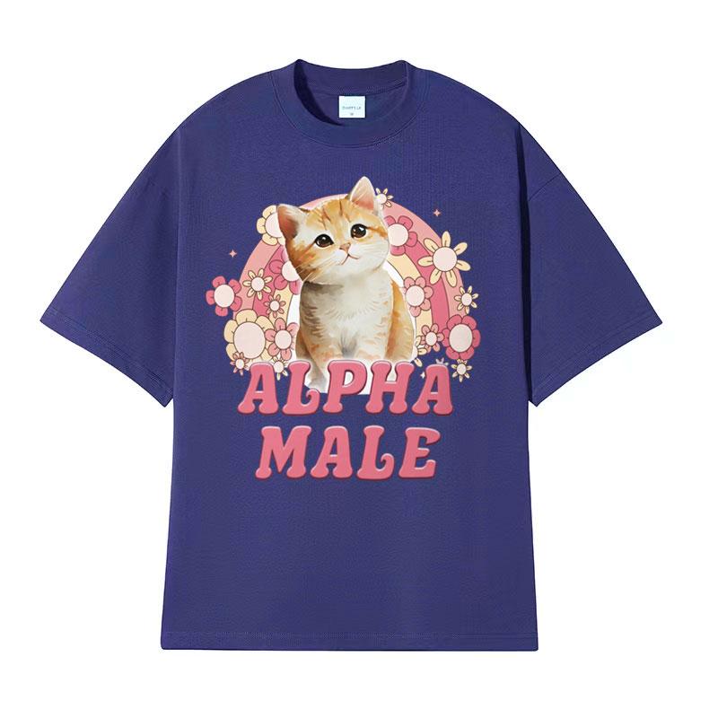 Alpha Male Cute Kitten Rainbow T Shirt Men Women Funny Cat Meme Graphic T Shirts Fashion Vintage Short Sleeve Tshirt Streetwear