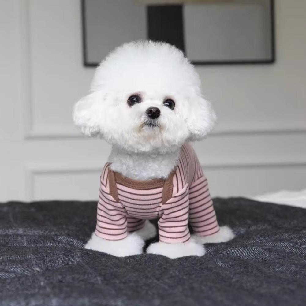 Soft Fabric Dog Pajamas Striped Design Four-Legged Pajamas Stylish Dog Jumpsuit for Dogs