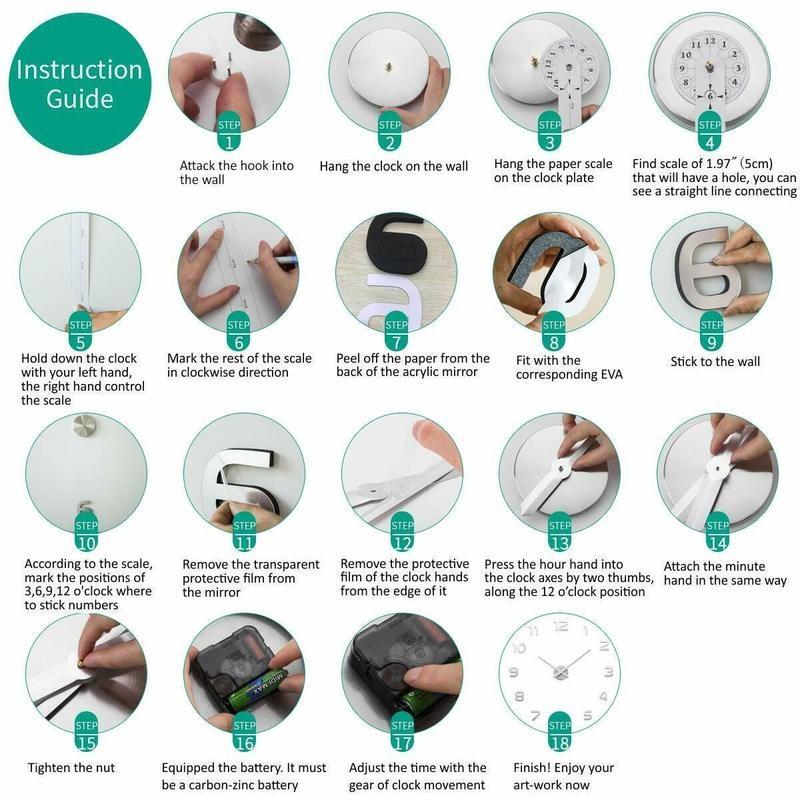 Настенные часы 3D Зеркальная наклейка Дизайн домашнего интерьера