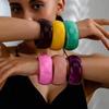 Bohemian Jelly Color Wide Bracelet Shiny Retro  Hand Ring Simple Acrylic Open Bangle  Gift
