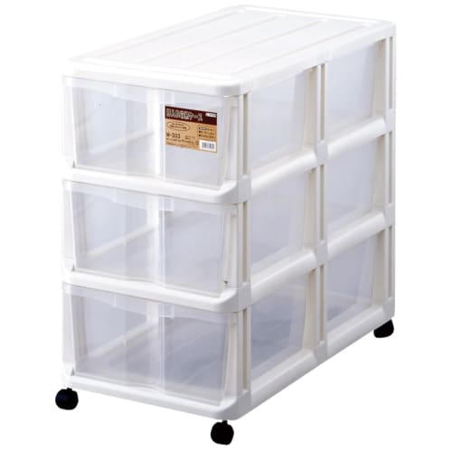 Tenma (Tenma) Large Storage Case for Clothing, Made in Japan, Closet Storage Case with Casters, Clear Case with See-Through Drawers, Assembly Required