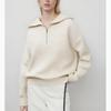 Half Zipper Knitted Sweater Autumn and Winter Fashion Lapel Simple Casual Temperament Large Size Sweater Women