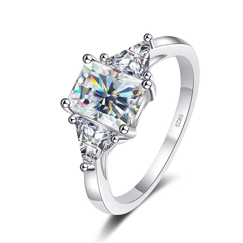 Bague Ringen Классическое кольцо с муассанитом сияющей огранки из стерлингового серебра 925 пробы 3 карата с бриллиантами, обручальные кольца для женщин