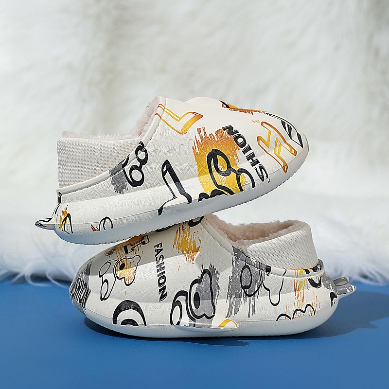 Зимние детские тапочки большого размера на толстой подошве, теплые, хлопковые, для дома, для улицы и дома, хлопковые тапочки 24-35