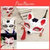 Japanese Anime Half Face Fox Mask Handpainted Kitsune Cosplay Halloween Costume Accessory
