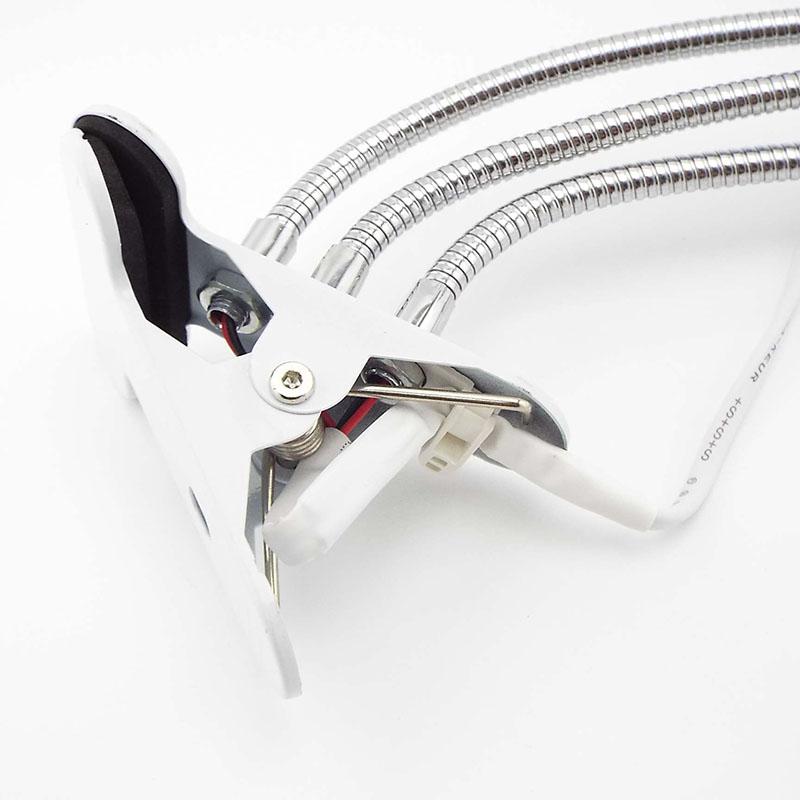 Гибкий держатель настольной лампы на 360 градусов, 3 головки, разъем E27, цокольный светильник с кабелем включения и выключения для светодиодных ламп для выращивания растений