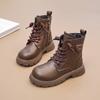 Детская универсальная модная тенденция с плюшевыми теплыми высокими хлопковыми ботинками, повседневными модными ботинками, ботинками средней высоты