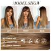 Long Straight Synthetic Wigs Brown Wig with Bangs for Women Natural Daily Cosplay Christmas Hair Heat Resista