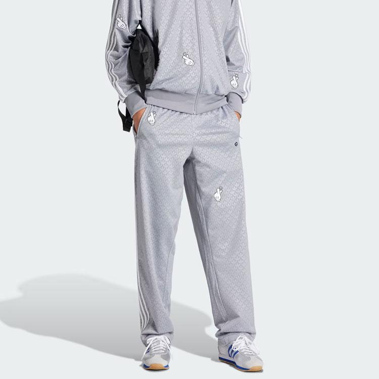 Adidas Originals X Mickey Mouse Co-Branded SS24 Gloves Logo Print Stripe Knit Joggers Men Bottoms Grey IY2276