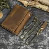 Men'S Leather Wallet Leather Retro Change Bag First Layer Cowhide Three Fold Casual Wallet