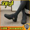 Gray Retro Woolen Mary Jane Fluffy Shoes Women's Winter Wear 2025 New French Thick Heel Velvet High Heel Single Shoes
