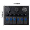 Аксессуары для интерьера Автомобиль Морской Лодка Цепь Светодиодный Автоматический выключатель 6-клавишная панель с кулисным переключателем Алюминиевая панель Цифровой вольтметр DC 12В/24В Двойные USB-порты