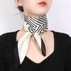 Stylish Women's Square Scarf with Simple Stripes: Silk-like Satin Smooth Texture Luxury Brand Appeal