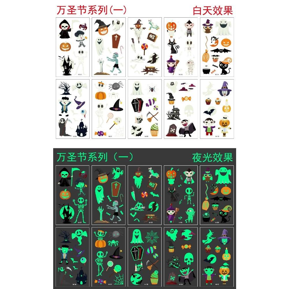 5/10Sheets Luminous Tattoo Anime Stickers Toy Children Body Art Temporary Fake Tattoos Waterproof Cartoon Unicorn Animal Mermaid