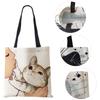 Холщовая сумка через плечо Мультяшный кот Женская Харадзюку Каваий Переработанная Большая вместимость Повседневная сумка 2022 Шопинг Складная сумка-тоут Сумка для книг KTY