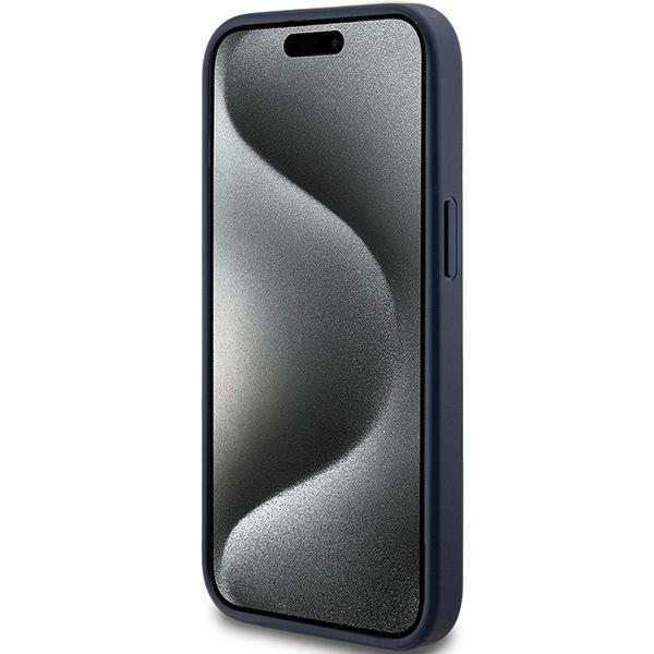 Guess Чехол с металлическим логотипом 4G Triangle для iPhone 15 Plus / 14 Plus - синий
