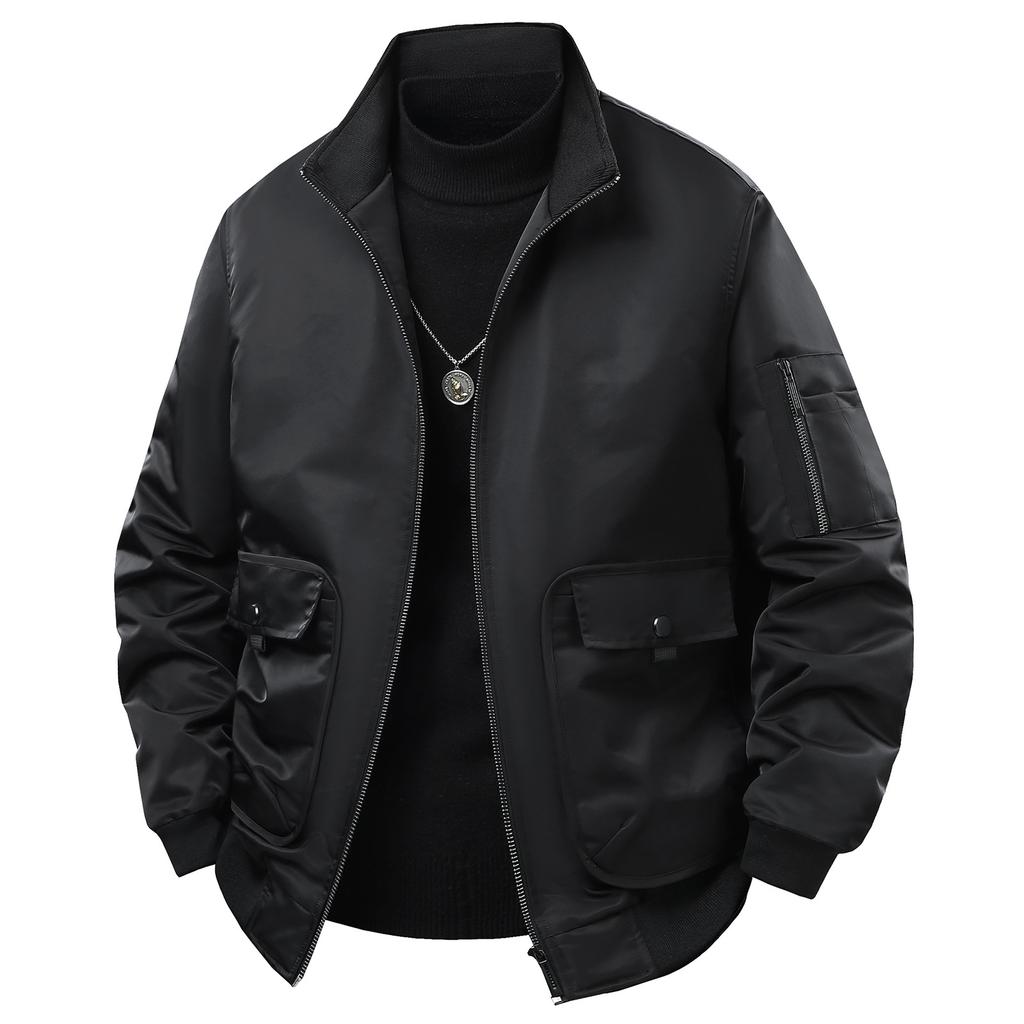 Мужская повседневная куртка, Рабочая одежда, Куртка-авиатор с несколькими карманами, Воротник-стойка, Универсальная и повседневная