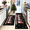 New Christmas Linen Kitchen Mat Set: Absorbent, Stain-Resistant, Decorative Long Strip Rugs.