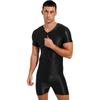 Mens Short Sleeve Zipper Jumpsuit One-Piece Round Neck Bodysuit Swimwear for Swimming Bodybuilding Workout