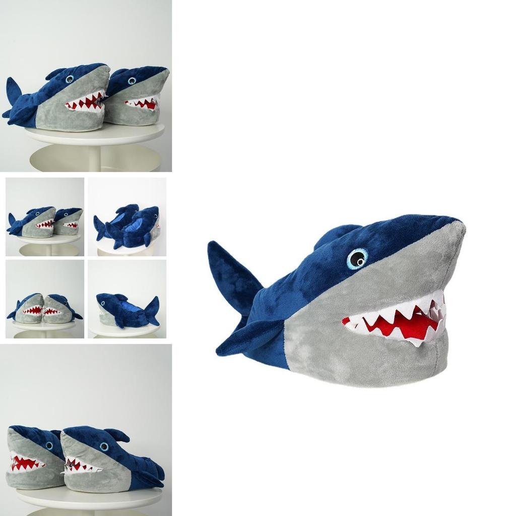Cozy Shark Slippers Women Men Plush Animal Indoor Winter Warm Floor Shoes 3d