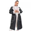 Women's Faux Shearing Long Jacket Moto Bomber Sherpa-Lined Winter Faux Leather Coat Outerwear With Belt